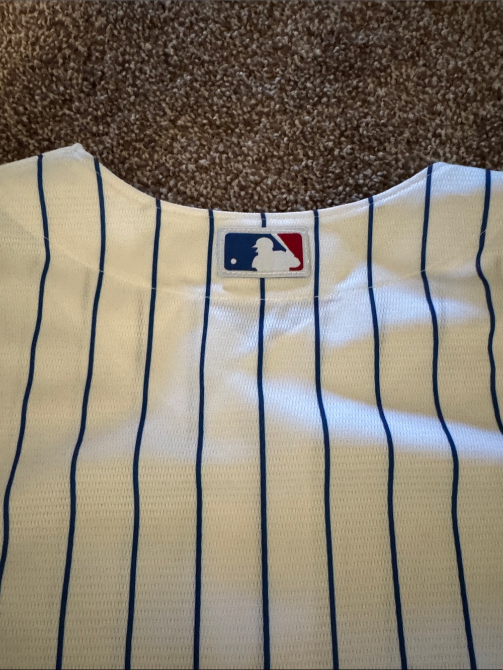 Majestic Chicago Cubs White & Blue Pinstripe Baseball Jersey - Picture 7 of 8